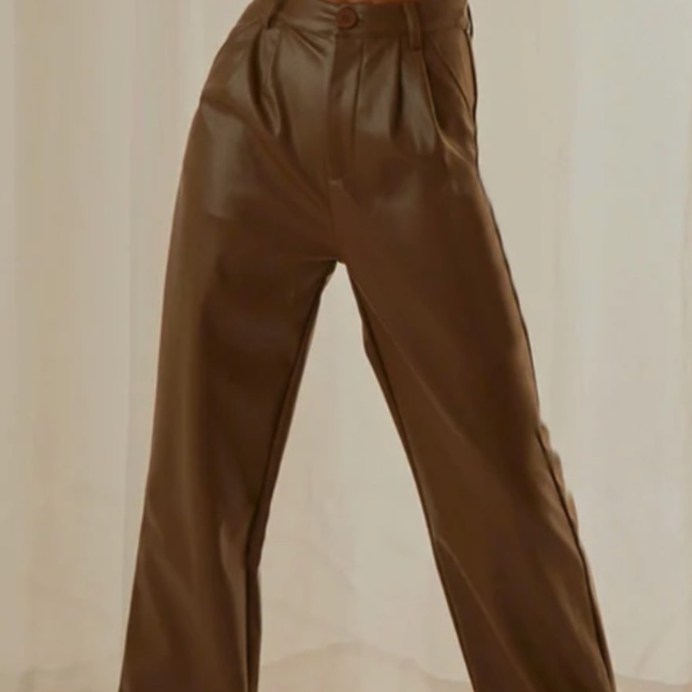 Brown leather pants